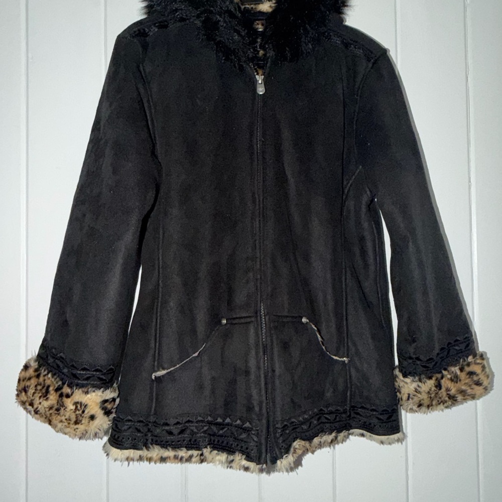 Women's Black Faux Fur Trim Jacket
